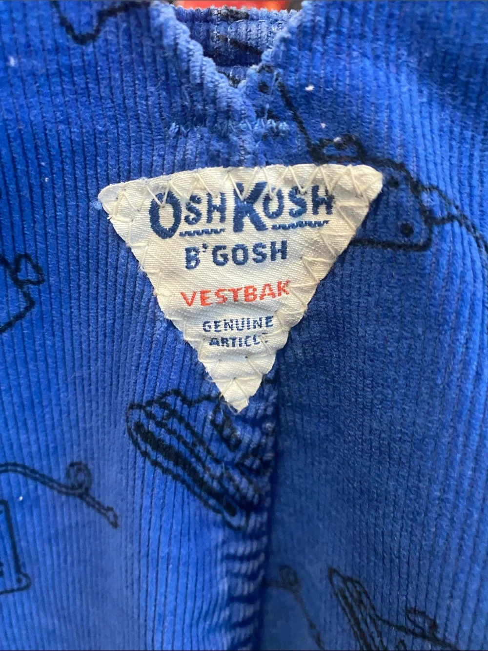 OshKosh B'gosh Bright Blue Corduroy Overalls with Tool Print